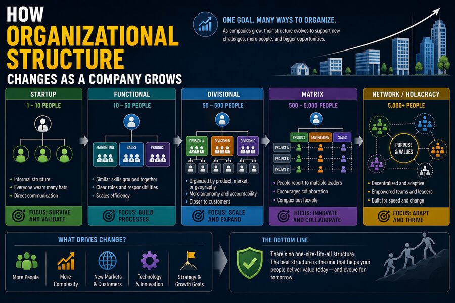 🏢 How Organizational Structure Changes as a Company Grows