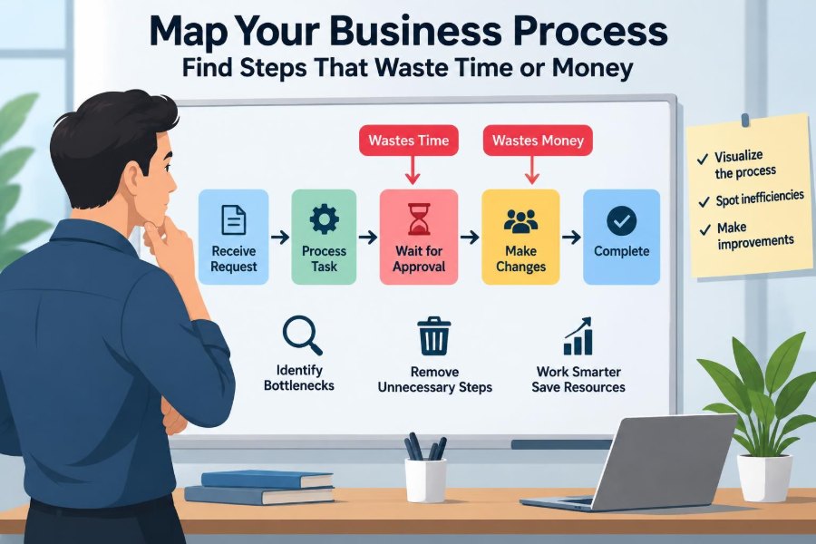 📋 How to Map a Business Process and Find Steps That Waste Time or Money
