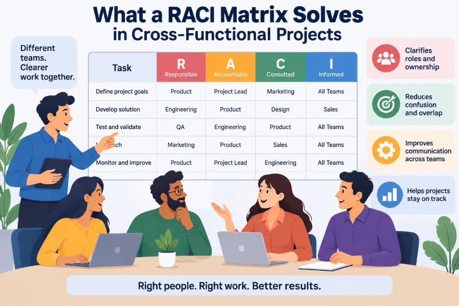 📋 What a RACI Matrix Solves in Cross-Functional Projects