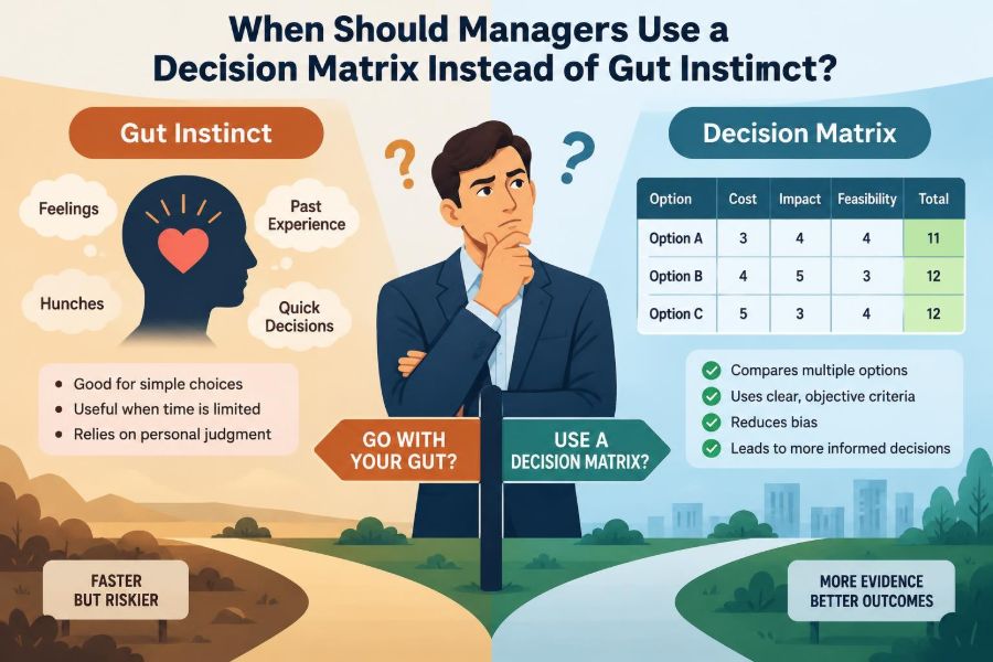 🗺️ When Should Managers Use a Decision Matrix Instead of Gut Instinct?