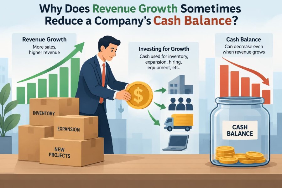 📊 Why Does Revenue Growth Sometimes Reduce a Company’s Cash Balance?